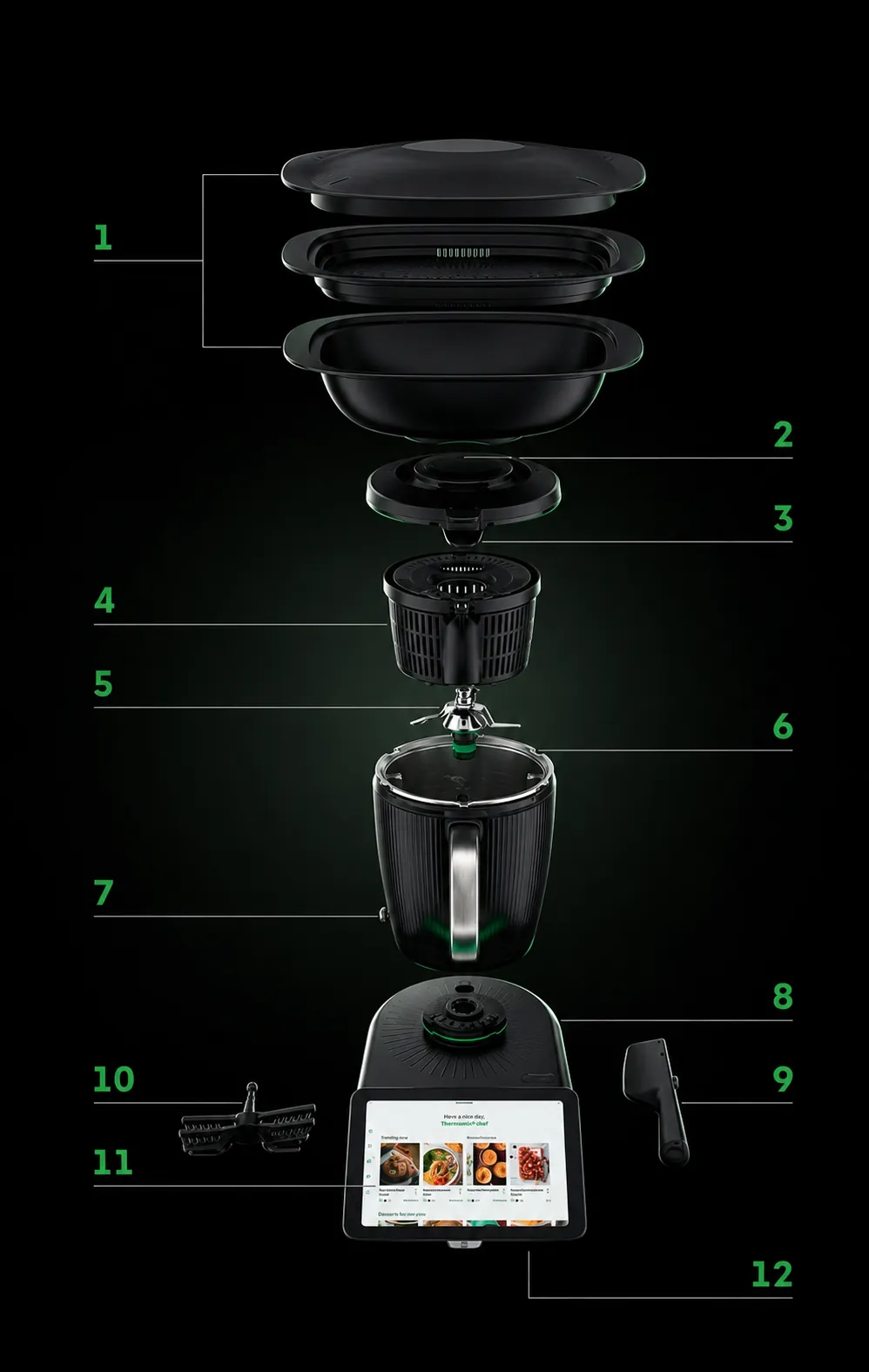 Thermomix® TM7 com todos os acessórios incluídos — numerados
